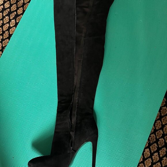Black Over-the-knee Boots for Women real suede! - Picture 5 of 8